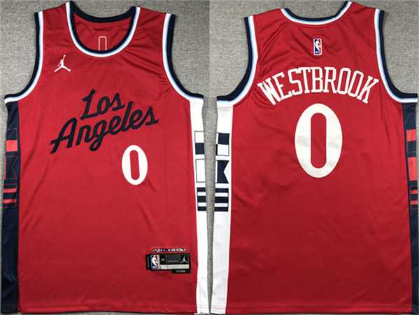 Mens Los Angeles Clippers #0 Russell Westbrook Red Stitched Jersey->->NBA Jersey